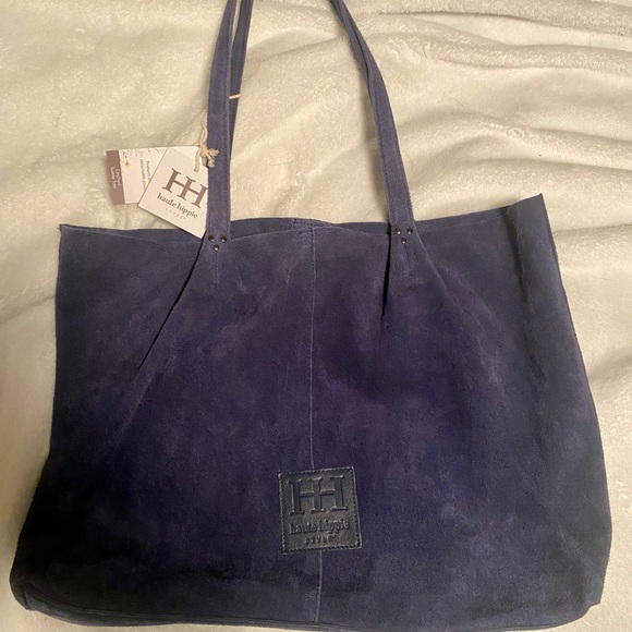 NWT Haute Hippie Navy Blue Suede Tote Bag - Picture 3 of 8